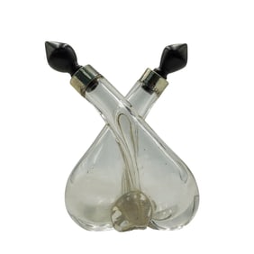 Antique Sterling and Glass Conjoined Oil and Vinegar Bottle