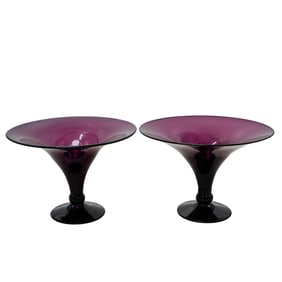 Pair of Mid century Ruby Glass Compote Bowls