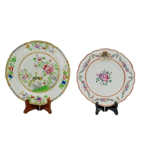 (2 pcs) Antique Porcelain Export Plates