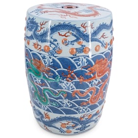 Chinese Kangxi Porcelain Dragon Garden Stool