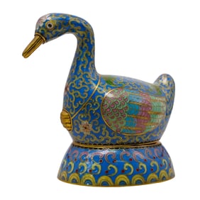 Chinese Bronze Cloisonne Duck Bowl