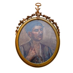 Style of Edouard Julien (French, 1883-1956) Oil on Canvas Portrait in Gilt Wood Frame