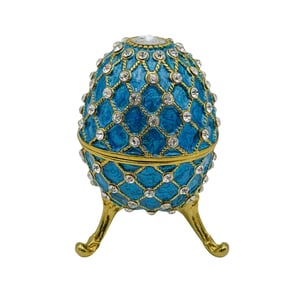 Faberge Style Gilt and Enamel Egg Box