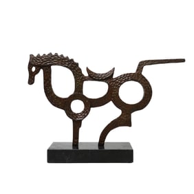 Modernist Patinated Metal Horse Sculpture