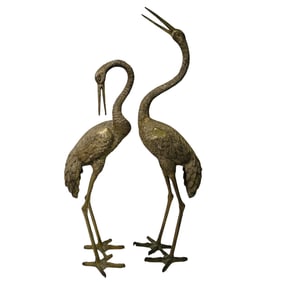 Pair of Brass Crane Sculptures
