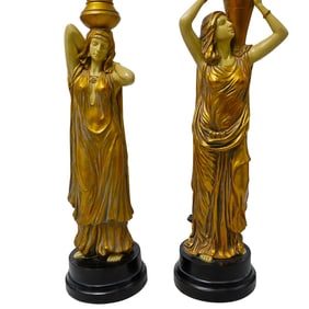 Pair of Gilt Resin Figural Candlesticks