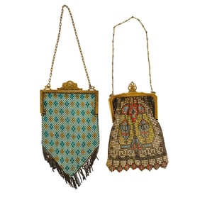 (2 Pc) Art Deco Fine Mesh Purses