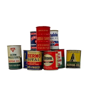 (10 Pc) Vintage Gas Station Oil Tin Banks