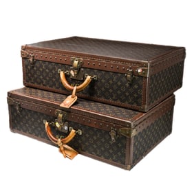 Pair Of Vintage Louis Vuitton Alzer Monogram Suitcases