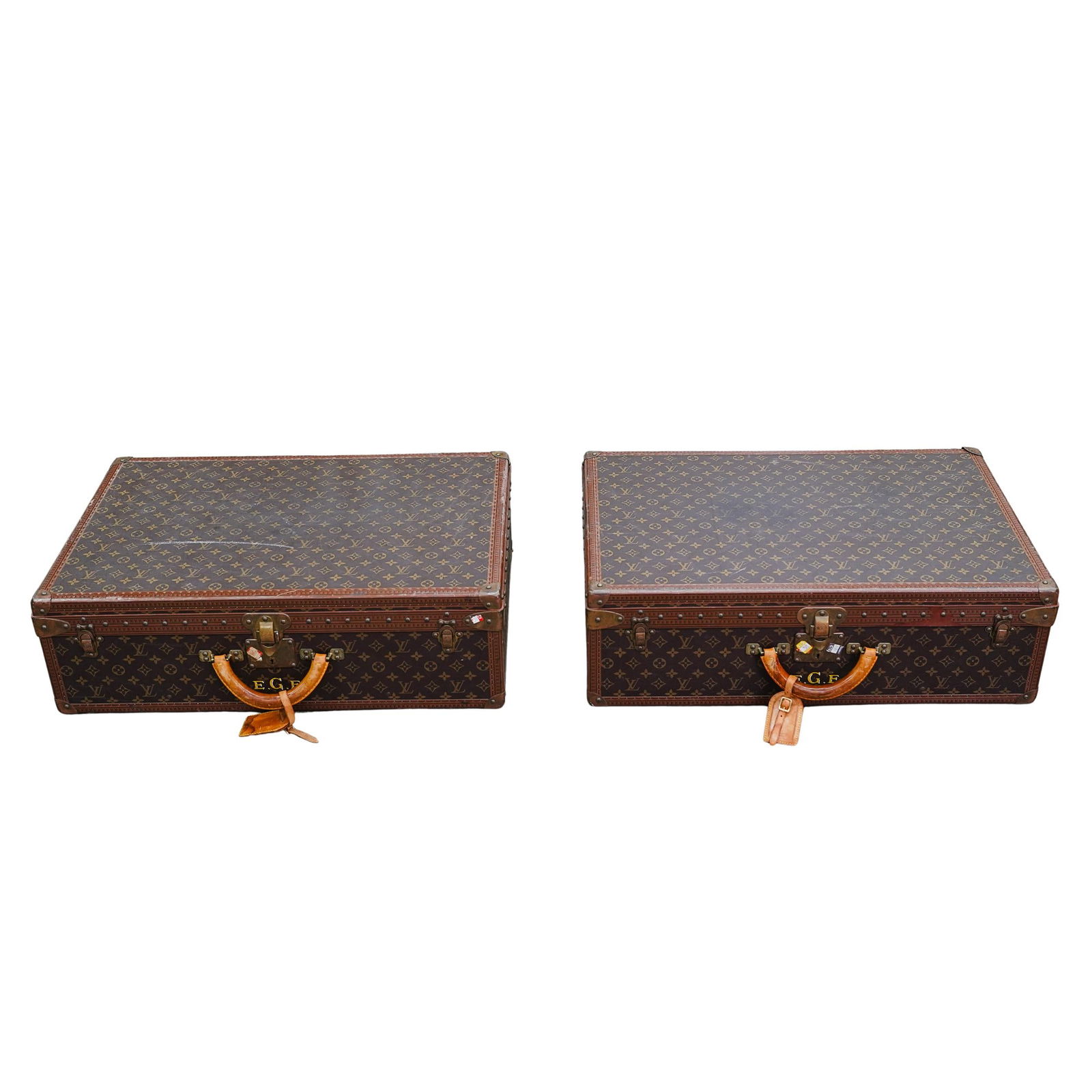 Pair Of Vintage Louis Vuitton Alzer Monogram Suitcases