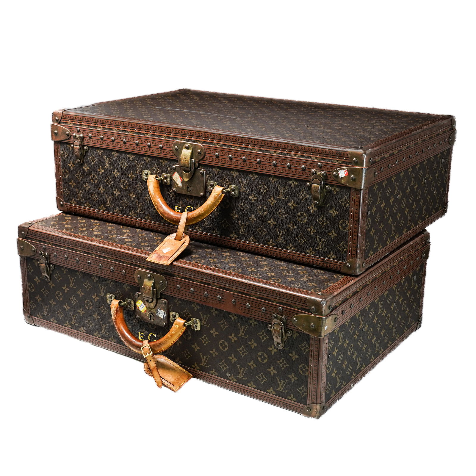 Pair Of Vintage Louis Vuitton Alzer Monogram Suitcases