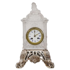 Antique Baccarat Crystal Mantel Clock
