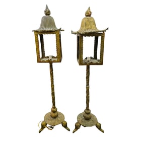 Antique Chinese Bronze and Brass Pagoda Lanterns
