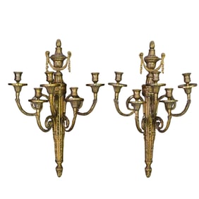 Pair of Louis XVI Style French Gilded Bronze Sconces