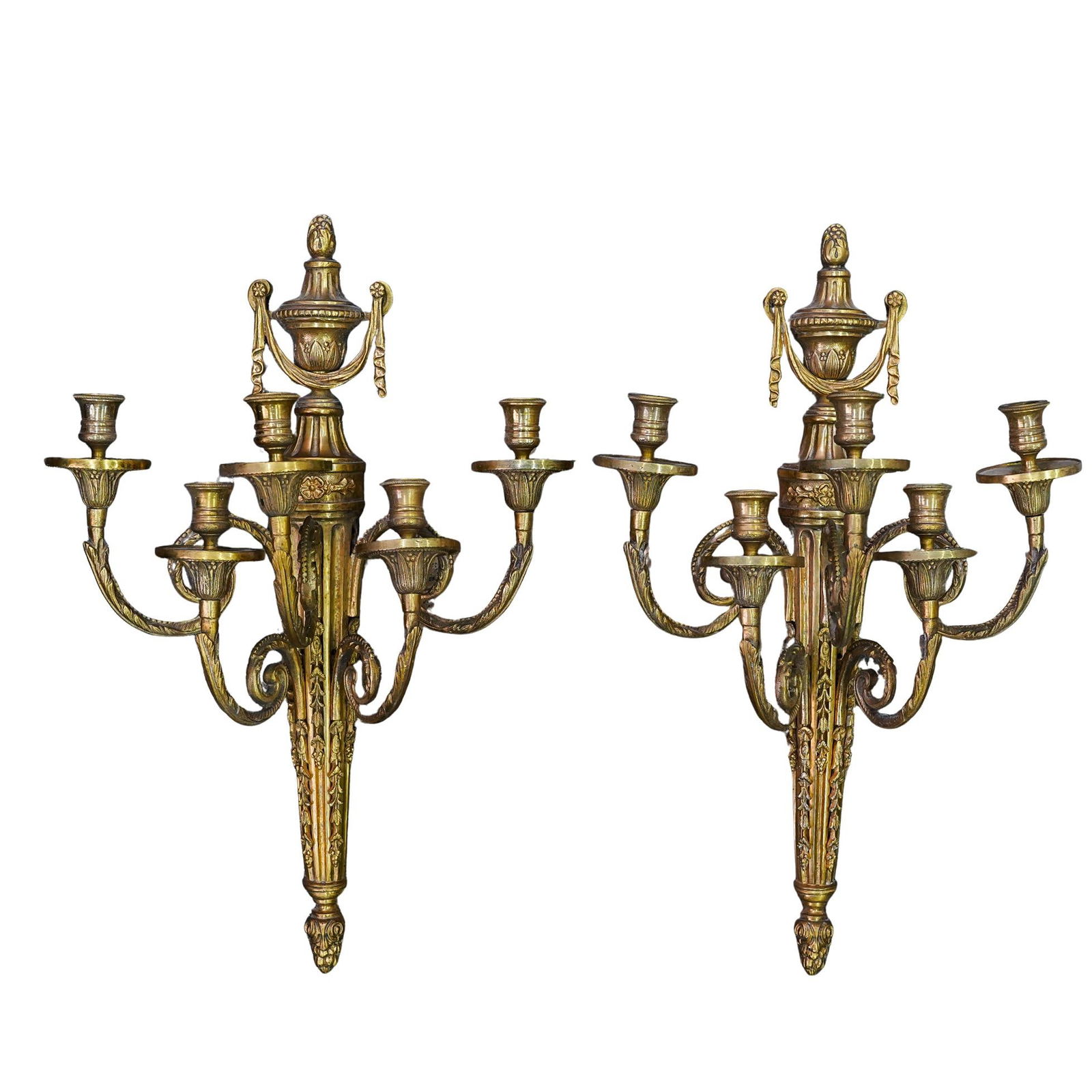 Pair of Louis XVI Style French Gilded Bronze Sconces (1 of 6)