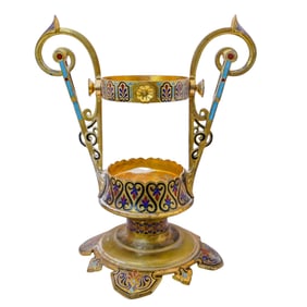 Antique Champleve Enamel Gilt Bronze Urn Stand