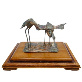 Japanese Sterling Silver Crane Sculpture