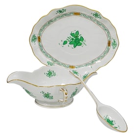 (3 Pcs) Herend "Chinese Bouquet Apponyi Green" Collection