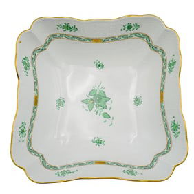 Herend "Chinese Bouquet Apponyi Green" Square Salad Bowl