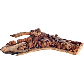 Large Carved Teakwood Elephant Sculpture
