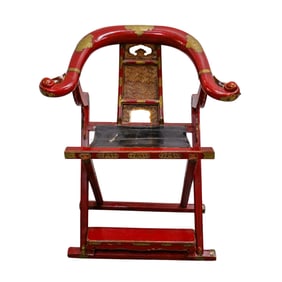 Chinese Red Lacquered Horseshoe Chair