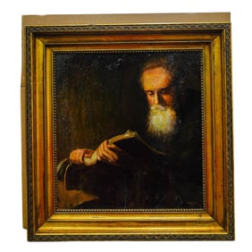 After Jan Lievens Oil on Canvas Scholarly Portrait Painting
