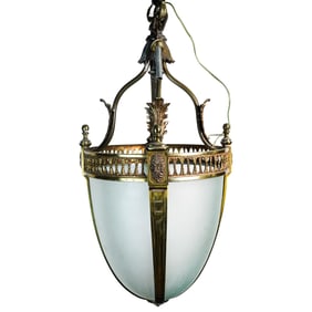 French Antique Bronze and Glass Chandelier
