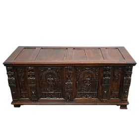 Antique Carved Oak Dower Chest