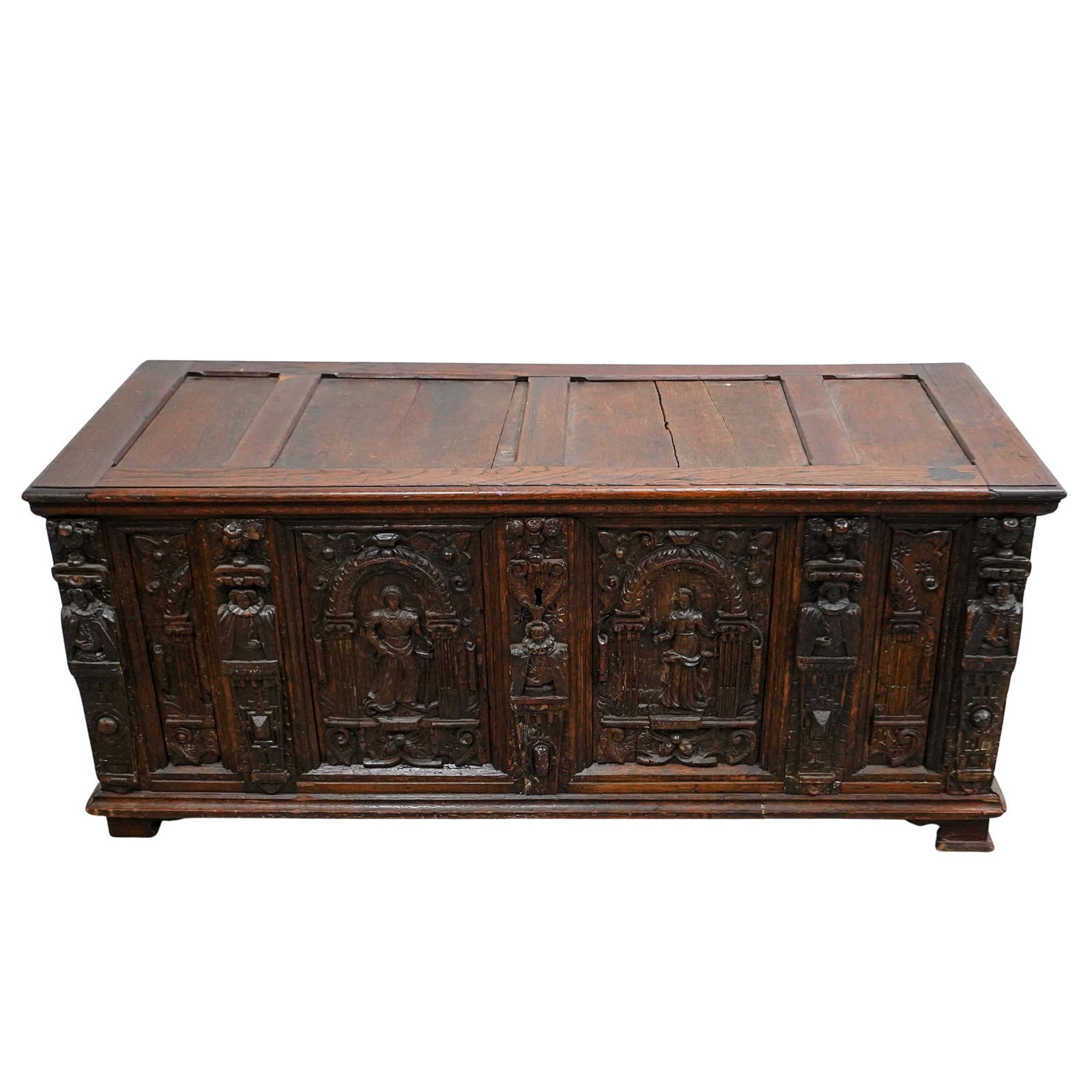 Antique Carved Oak Dower Chest (1 of 10)