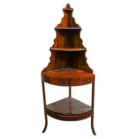 Vintage Wood Corner Etagere Shelf