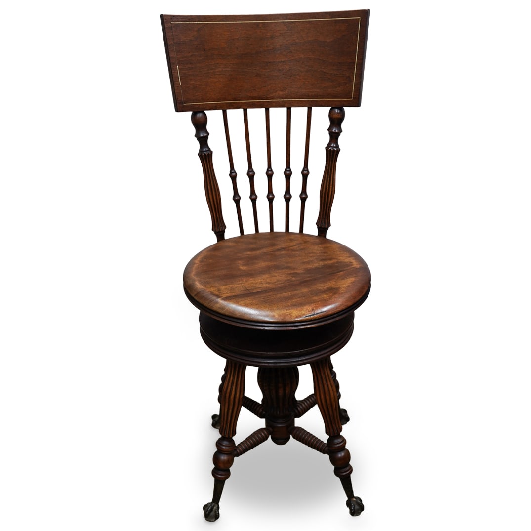 Antique Tonk Brothers Oak Swivel Piano Chair (1 of 6)