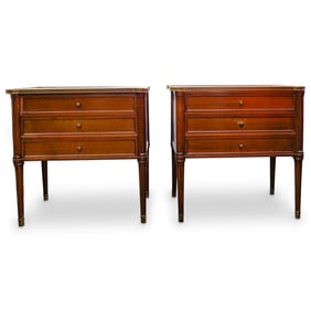 Pair of Antique Marble and Wood Nightstands