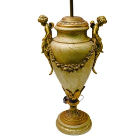 Neoclassical Gilt Wood and Bronze Cherub Lamp