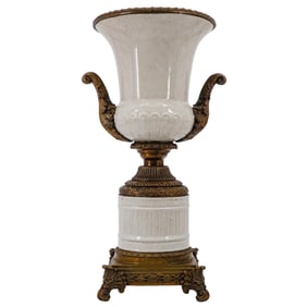 Neoclassical Porcelain and Bronze Vase