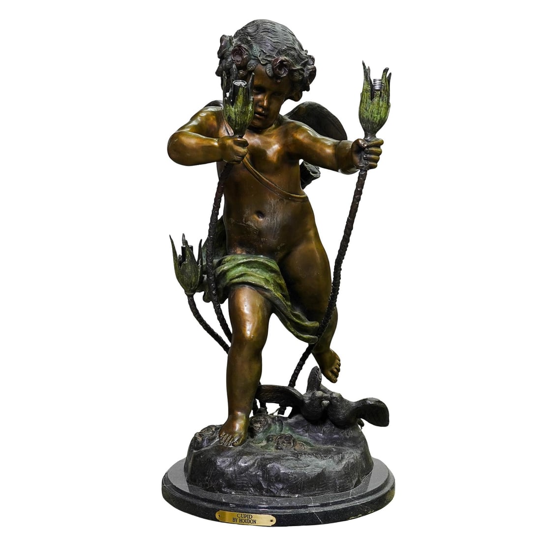 After Jean-Antoine Houdon Bronze Angel Lamp (1 of 9)