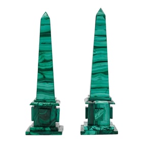 Pair Of Malachite Obelisks