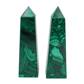 Pair of Malachite Obelisks