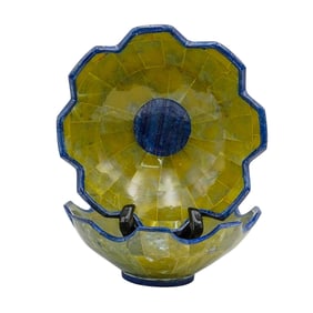 Pair Of Tessellated Jade and Lapis Bowls