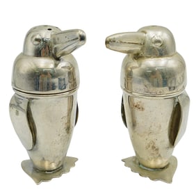 Pair Of Silver Plated Penguin Salt & Pepper Shakers
