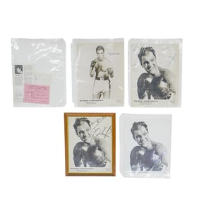 (5 pcs) Signed Rocky Marciano (1923-1969, American) Memorabilia