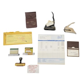 (9 pcs) Rocky Marciano-Al Falloni Enterprises Inc. Seals, Stamps, Book, Checks