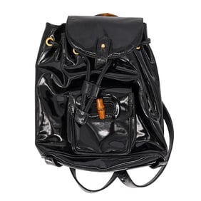 Vintage Gucci Black Bamboo Backpack