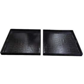 Pair Of Large Black Faux Crocodile Skin Trays