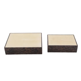 Pair Of Shagreen and Wood Decorative Boxes