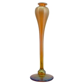 Antique Louis Comfort Tiffany Iridescent Favrile Glass Bud Vase