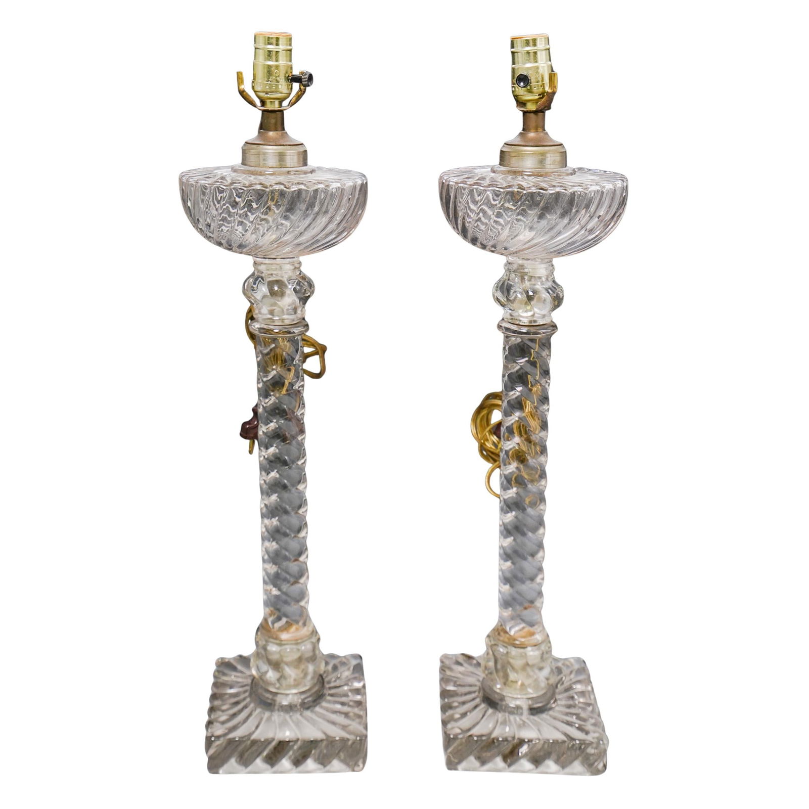 Pair Of Antique Baccarat Crystal Table Lamps (1 of 6)