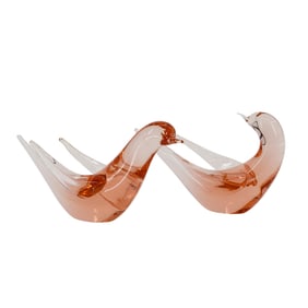 Pair of Murano Glass Nesting Birds