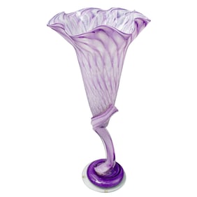 Large Amethyst Art Glass Floral Vase