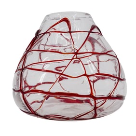 Hand-Blown Bulbous Art Glass Vase