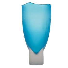 Blue Frosted Art Glass Vase